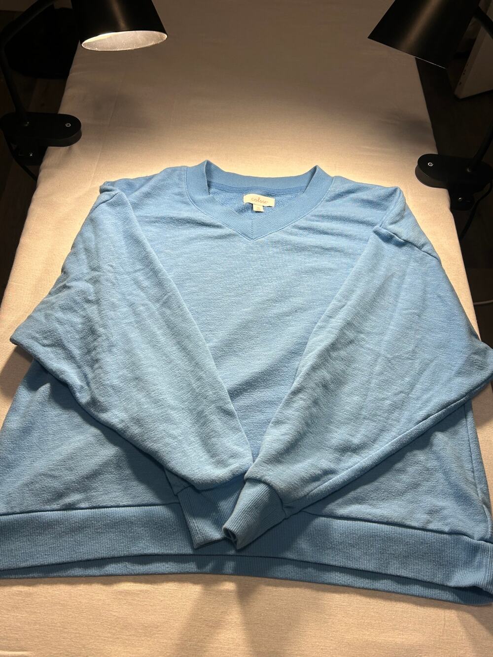 Calia Women’s Blue V-Neck Pullover Sweatshirt Size XS